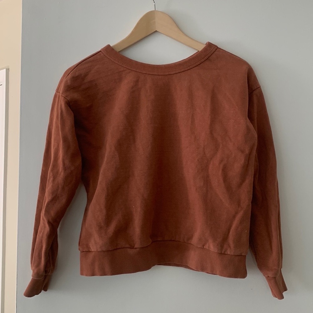 Jungmaven cropped sweatshirt in terracotta.